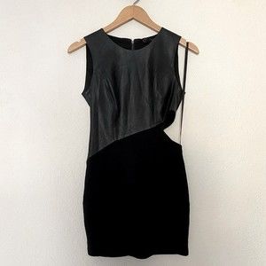 BCBG Maxazria Kay Black Cutout Faux Leather Mini Dress